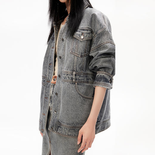 lost in echo设计师品牌涂层雪花水洗宽松牛仔外套中性宽松百搭 商品图1