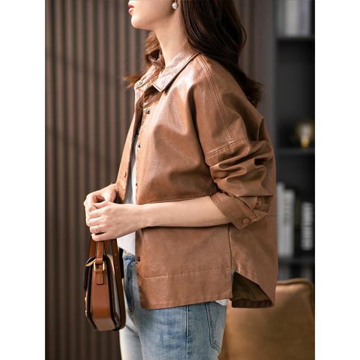 【现货7天】皮衣短外套女时尚2023秋季新款夹克韩版潮休闲显瘦小个子上衣 商品图2