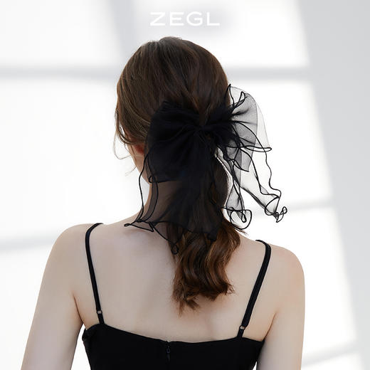 ZEGL黑色网纱蝴蝶结发圈女后脑勺夏发绳头绳简约ins气质头饰发饰 商品图5