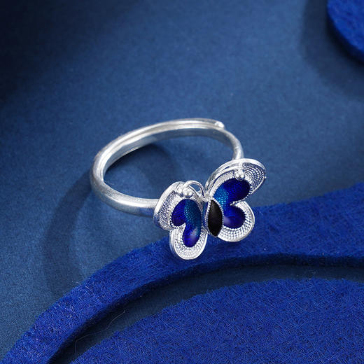 子佩集S990银【蓝蝶】戒指【MXJZ002】花丝蝴蝶2308 商品图2