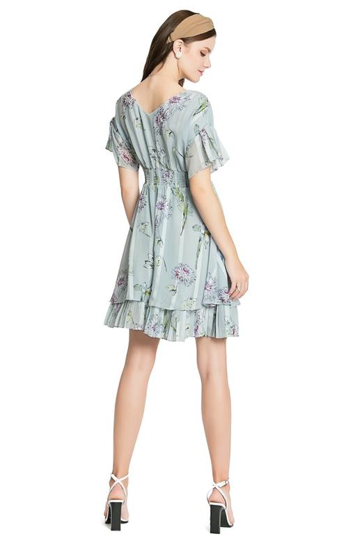 SUMMER & SAGE 荷叶边印花连衣裙 3435 商品图3