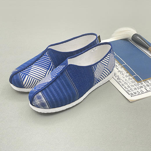 内联升男鞋手工单鞋千层底大内联升崇明土布之沙洲夹鞋DN8533 商品图1