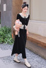秋装新款，黑白撞色时尚气质长袖丝绒套装HR-YJLY8019 商品缩略图7