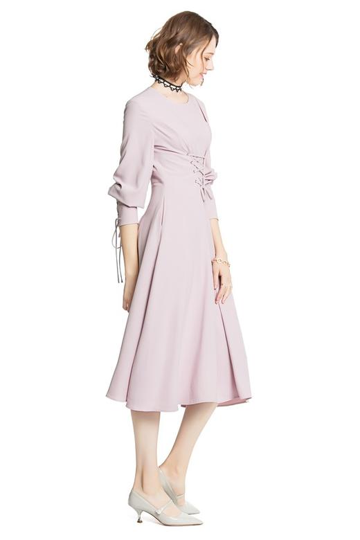 OCTAVIA 粉色绑带束腰连衣裙 3852 商品图1