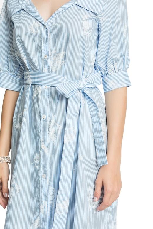 SUMMER & SAGE 蓝白条纹绣花系带衬衫裙 3335 商品图4