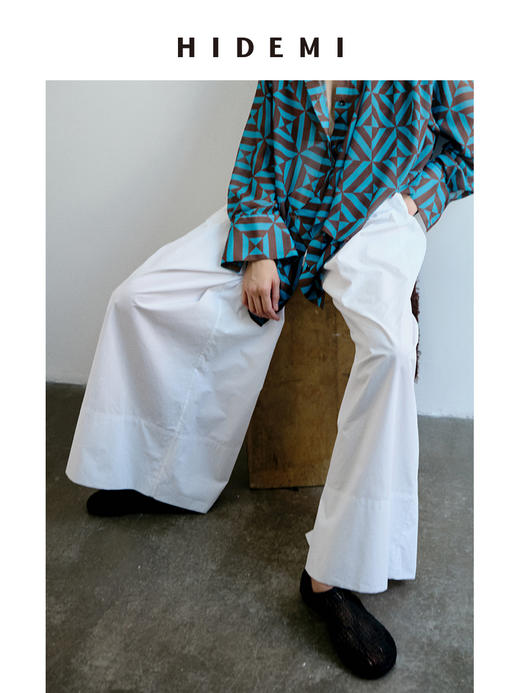 HIDEMI 高腰立体剪裁压褶花苞式阔腿裙裤阔腿裤 商品图3