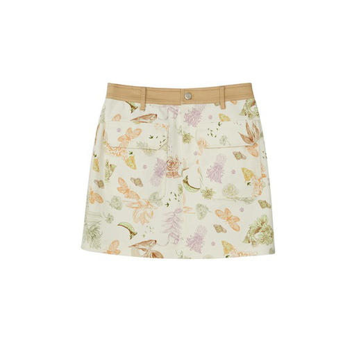 谜底花色半身裙2023秋季新款复古文艺H型修身包臀裙短裙233MB1054 商品图4