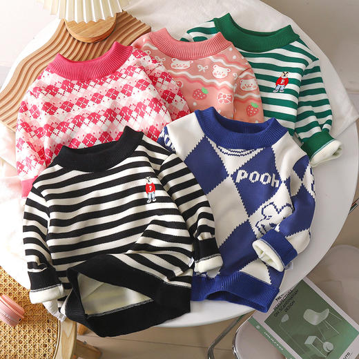 【秋冬打底衫必备！时尚百搭】新款秋冬儿童毛衣加厚加绒男童女童打底衫宝宝卫衣，保暖舒适，加绒加厚，韩版潮流设计。rysh 商品图0