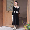 秋装新款，黑白撞色时尚气质长袖丝绒套装HR-YJLY8019 商品缩略图5