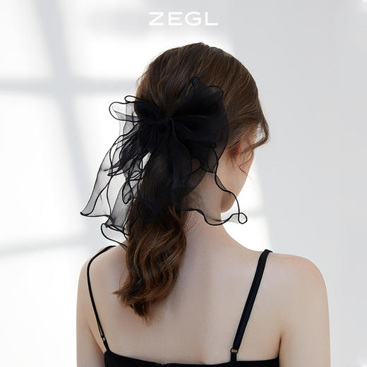 ZEGL黑色网纱蝴蝶结发圈女后脑勺夏发绳头绳简约ins气质头饰发饰 商品图4