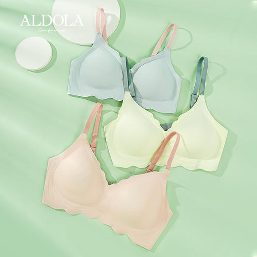 雅黛丽内衣女小胸聚拢一片式无痕文胸无钢圈小浪花撞色美背女胸罩 商品图6