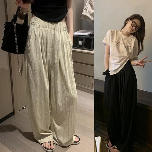 基础款丨山本裤慵懒风皱褶肌理感阔腿裤 商品图0