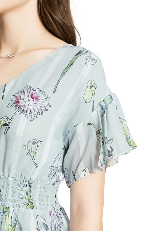 SUMMER & SAGE 荷叶边印花连衣裙 3435 商品图4