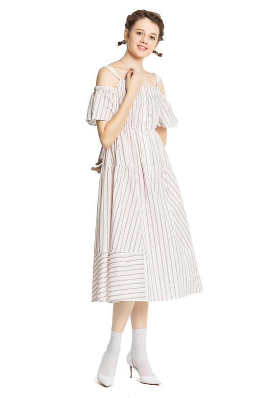 SUMMER & SAGE 条纹吊带连衣裙 3430 商品图0