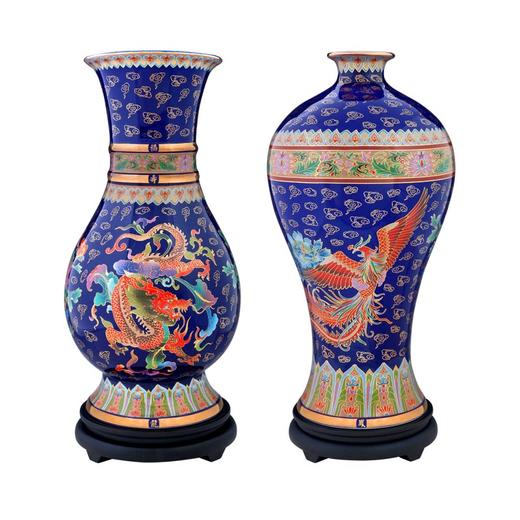 王锡良金丝珐琅彩龙凤呈祥对瓶 商品图1