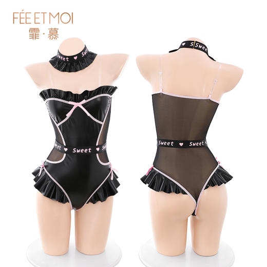 霏慕 甜辣透身暗扣开裆车模装6697 成人制服情趣内衣性感睡衣 车模宝贝  均码 商品图11
