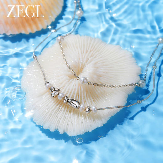 ZEGL设计师海洋印迹系列双层叠戴淡水珍珠项链女款轻奢小众锁骨链 商品图1