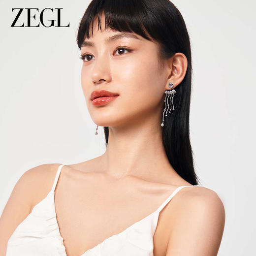 ZEGL设计师人鱼传说系列爱心人造珍珠耳环女月光石耳钉银针耳饰品 商品图3
