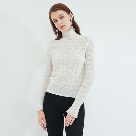 EITIE爱特爱可机洗羊毛混纺高领气质打底修身显瘦针织衫秋新款C2301232 商品图4