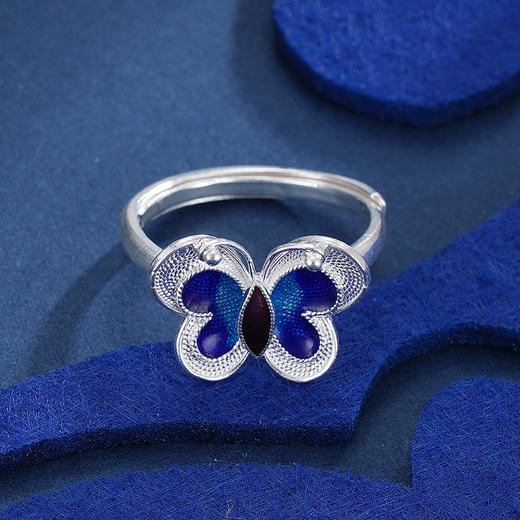 子佩集S990银【蓝蝶】戒指【MXJZ002】花丝蝴蝶2308 商品图1