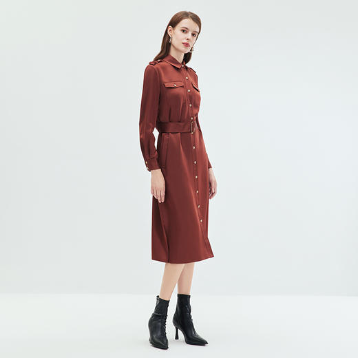 下架-EITIE爱特爱秋季新款大气收腰显瘦通勤纯色连衣裙7107832 商品图3