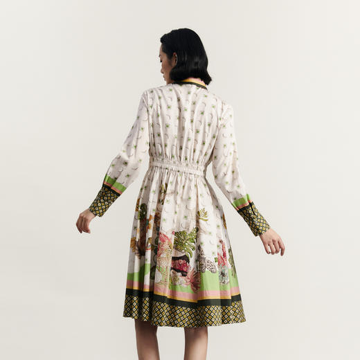 谜底花色连衣裙长袖女2023秋季新款复古文艺印花中长裙233ML1117 商品图2