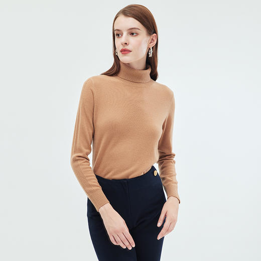 EITIE爱特爱简约纯色高领保暖舒适羊毛打底针织衫秋新款C2301218 商品图4