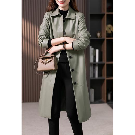 【现货7天】皮衣风衣外套女中长款2023秋季新款韩版高级感宽松直筒大衣 商品图3
