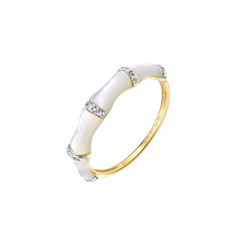 ［东方幸趣］18K金贝母镶钻戒指#修篁