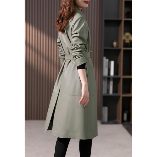 【现货7天】皮衣风衣外套女中长款2023秋季新款韩版高级感宽松直筒大衣 商品图4