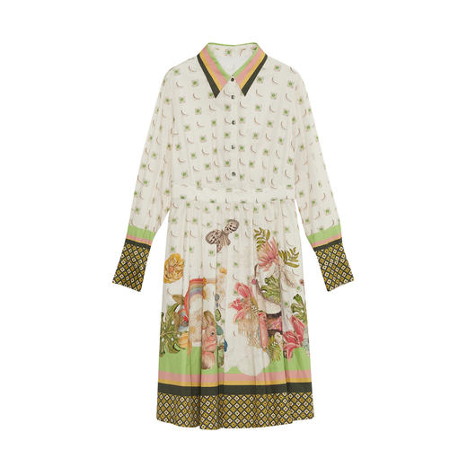 谜底花色连衣裙长袖女2023秋季新款复古文艺印花中长裙233ML1117 商品图4