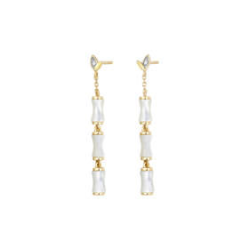 ［东方幸趣］18K金贝母镶钻耳饰#修篁