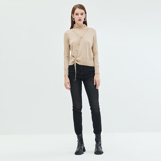 EITIE爱特爱时尚通勤假两件高领保暖舒适纯色抽绳针织衫秋新款C2301234 商品图1