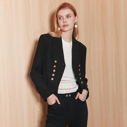 EITIE爱特爱秋季新款翻领洋气显瘦短款外套7103809 商品图1