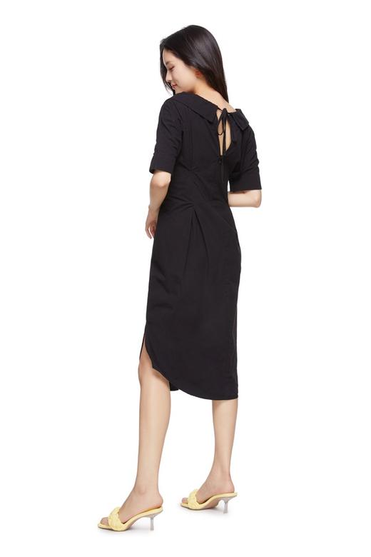 UE 黑色V领收腰连衣裙 3056 商品图4