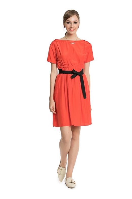 SUMMER & SAGE 简约红色束腰连衣裙 3299 商品图1