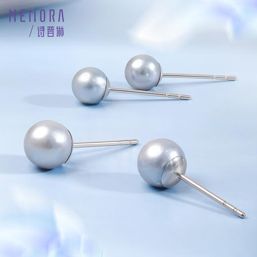 海水珍珠耳饰 真多麻色珍珠耳钉白色18k金珍珠耳环简约大方送女友礼物MEMORA诗普琳ZEE01001、ZEE01002（线上专供) 商品图3