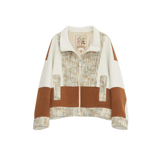 谜底拼接外套长袖2023秋新款时髦百搭立领短款毛呢大衣233MD1087 商品图4