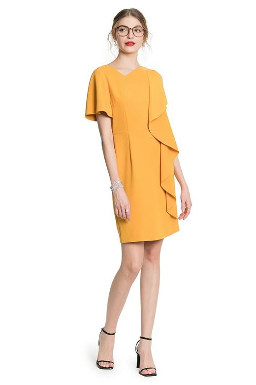 OCTAVIA 黄色荷叶边连衣裙 3419 商品图0