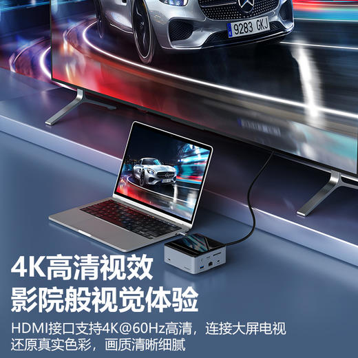 品胜 Type-C多功能桌面式扩展坞-双HDMI(镜面款) 支持键鼠/U盘/移动硬盘使用 即插即用 商品图3