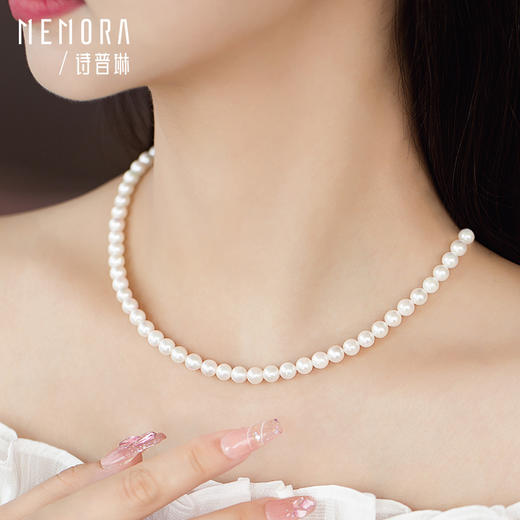【积分抵值】Akoya海水珍珠项链简约大方珍珠S925银项链送女友送长辈礼物MEMORA诗普琳ZNE02201（线上专供) 商品图4