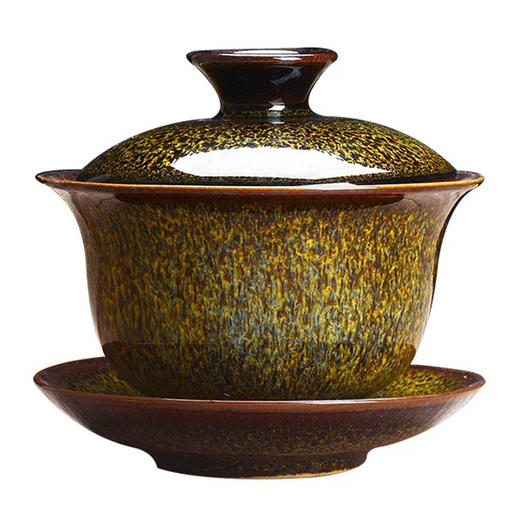 「数款可选！窑变建盏盖碗」天目釉泡茶碗三才碗茶杯 家用大号陶瓷功夫茶具泡茶器餐饮用具 商品图4