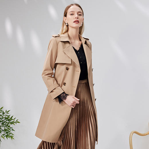 EITIE爱特爱秋季新款气质时尚翻领收腰显瘦百搭风衣外套6704411 商品图3