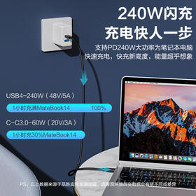 品胜 240W USB4数据线0.5m/1m 双Type-C快充数据线/支持PD3.1快充协议/48V/5A 240W闪速输出