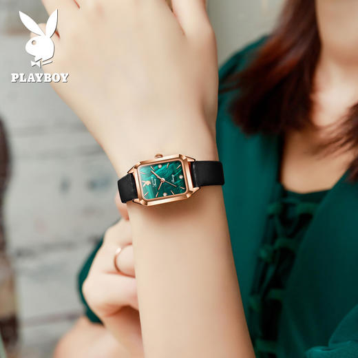 「天猫同款368！三款配色」花花公子PLAYBOY手表 小绿表长方形小众情人节520礼物女士手表时尚饰品 商品图3