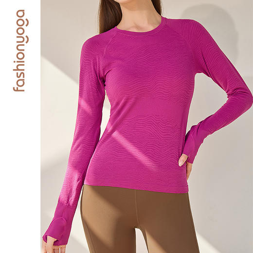 凡圣瑜伽水波纹一体织长袖（不含胸垫）F12380 商品图5