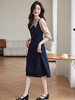 【年终特卖】熙世界撞色假两件连衣裙女时尚复古高级感气质收腰裙子2025秋款 商品缩略图4