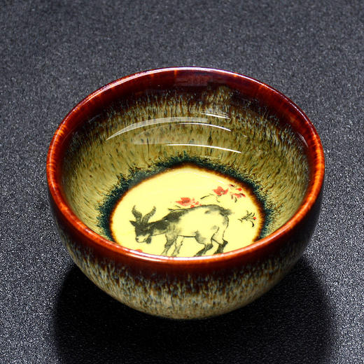 「12生肖款！礼盒装」窑变建盏天目茶杯 釉下彩陶瓷品名杯12生肖茶盏家用均窑主人杯茶盏餐饮用具 商品图0