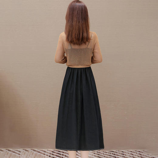 修身时尚，秋款长款内搭吊带裙长袖短款镂空时髦开衫两件套QYM-XYKL-MB09-L 商品图2