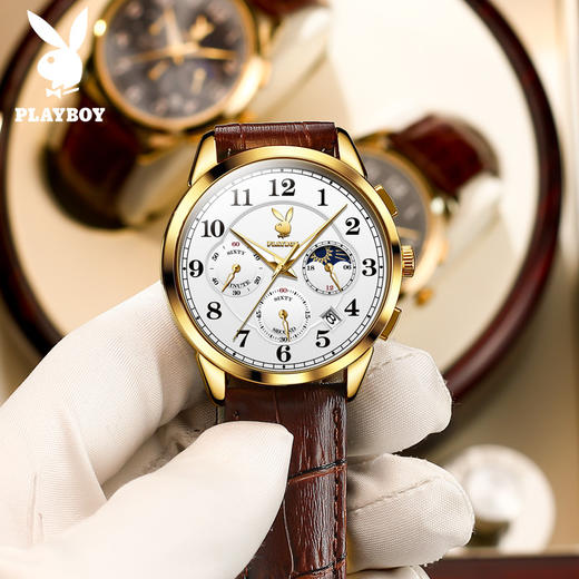 「天猫同款278！5款配色」花花公子PLAYBOY手表 石英表多功能运动计时外贸男士手表时尚饰品 商品图2